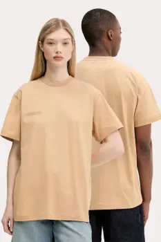 Pangaia tricou din bumbac culoarea maro, cu imprimeu imagine