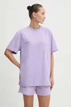 Pangaia tricou din bumbac culoarea violet, cu imprimeu imagine