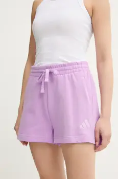 pantaloni scurti din bumbac ALL SZN culoarea violet, uni, high waist, JD4735 imagine