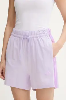 pantaloni scurti Essentials culoarea violet, cu imprimeu, high waist, JD0909 imagine