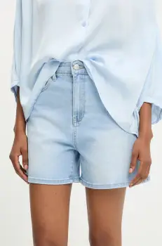 pantaloni scurti jeans neted, high waist imagine