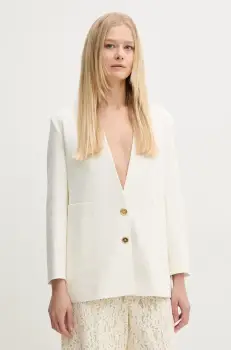 Patou geaca de lana culoarea bej, un singur rand de nasturi, neted, JA0510103 imagine