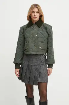 Patou geaca din amestec de lana culoarea verde, de tranzitie, oversize, OU0270188 imagine