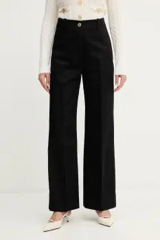 Patou pantaloni de bumbac culoarea negru, drept, high waist, TR0020074 imagine