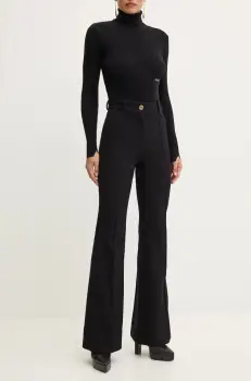 Patou pantaloni de lana culoarea negru, evazati, high waist, TR0420185 imagine