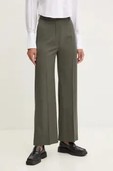 Patou pantaloni de lana culoarea verde, drept, high waist, TR0020103 imagine