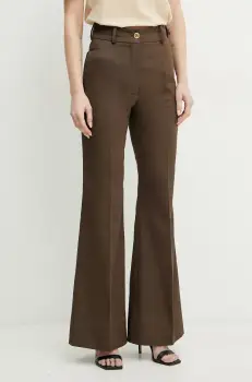 Patou pantaloni femei, culoarea maro, evazati, high waist, TR0420074 imagine