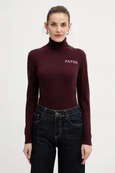 Patou pulover de lana culoarea bordo, light, cu guler, KN3088041 imagine