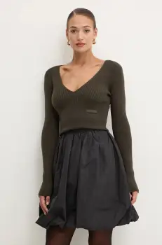 Patou pulover de lana femei, culoarea verde, light, KN1878009 imagine