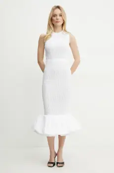 Patou rochie culoarea alb, midi, mulata, DR1770011 imagine