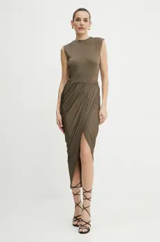 Patou rochie culoarea maro, midi, mulata, JE1479973 imagine