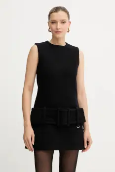 Patou rochie din lana culoarea negru, mini, evazati, DR2060232 imagine