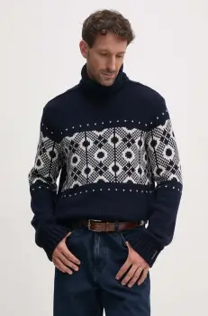 Paul&Shark pulover de lana barbati, culoarea albastru marin, calduros, cu guler, 14311002 imagine