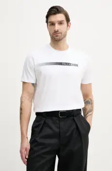 Paul&Shark tricou din bumbac barbati, culoarea alb, cu imprimeu, 25411039 imagine