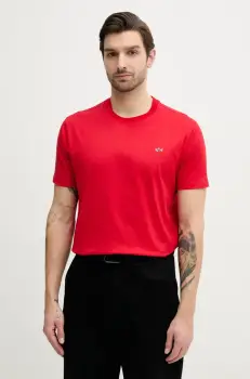 Paul&Shark tricou din bumbac culoarea rosu, neted imagine