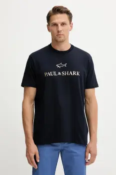 Paul&Shark tricou din bumbac Knitwear culoarea albastru marin, cu imprimeu, 99311007 imagine