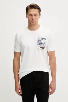 Paul&Shark tricou din bumbac Knitwear culoarea bej, cu imprimeu, 15311640 imagine