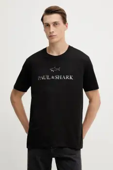 Paul&Shark tricou din bumbac Knitwear culoarea negru, cu imprimeu, 99311007 imagine