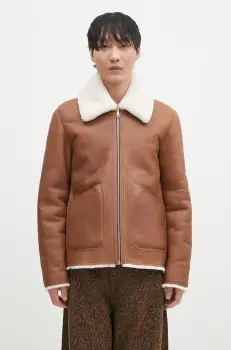 Paul Smith geaca de piele reversibila culoarea maro, de tranzitie, oversize, M1R-079Z-N02447 imagine