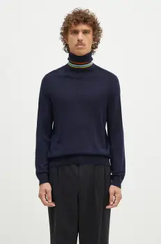 Paul Smith pulover de lana barbati, culoarea bleumarin, light, cu guler, M1R-565X-M02093 imagine
