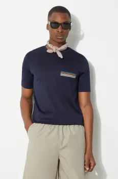 Paul Smith tricou din bumbac barbati, culoarea albastru marin, neted, M1R-306U-H00088 imagine