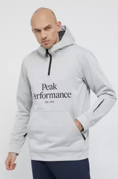 Peak Performance Bluza barbati, culoarea gri, cu imprimeu imagine