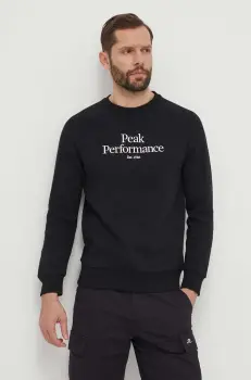 Peak Performance bluza barbati, culoarea negru, cu imprimeu imagine