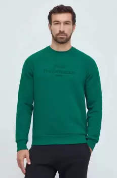Peak Performance bluza barbati, culoarea verde, cu gluga, neted imagine