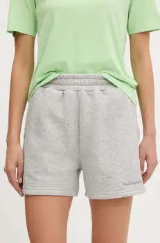 Peak Performance pantaloni scurti femei, culoarea gri, neted, high waist imagine