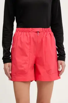 Peak Performance pantaloni scurti outdoor culoarea rosu, uni, high waist, G80109 imagine