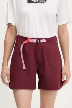 Peak Performance pantaloni scurti outdoor Vislight culoarea bordo, uni, high waist, G80244 imagine