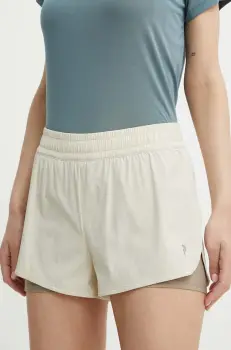 Peak Performance pantaloni scurti sport Light femei, culoarea bej, neted, high waist imagine