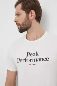 Peak Performance tricou din bumbac barbati, culoarea alb, cu imprimeu imagine