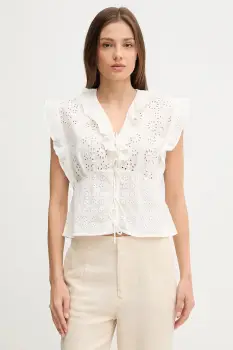 Pedro del Hierro bluza din bumbac culoarea alb, uni, 7659080 imagine