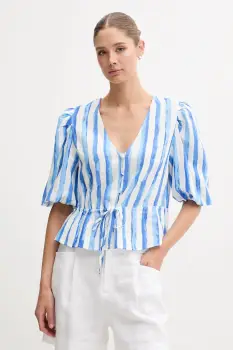 Pedro del Hierro bluza din in culoarea violet, modelator, 7659079 imagine