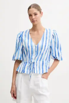 Pedro del Hierro bluza din in culoarea violet, modelator, 7659079 imagine