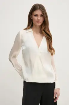 Pedro del Hierro bluza femei, culoarea bej, uni, 6638239 imagine