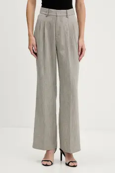 Pedro del Hierro pantaloni culoarea bej, lat, high waist, 7602530 imagine