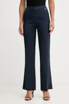 Pedro del Hierro pantaloni culoarea bleumarin, lat, high waist, 7602509 imagine