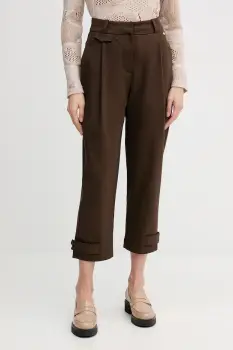 Pedro del Hierro pantaloni culoarea maro, fason chinos, high waist, 7602505 imagine