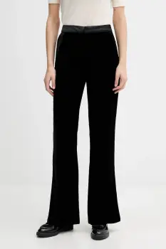 Pedro del Hierro pantaloni de catifea culoarea negru, evazati, high waist, 7602536 imagine
