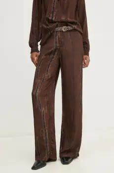 Pedro del Hierro pantaloni femei, culoarea maro, lat, high waist, 7608775 imagine