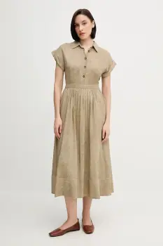 Pedro del Hierro rochie din amestec de in culoarea verde, maxi, evazati, 3819816 imagine