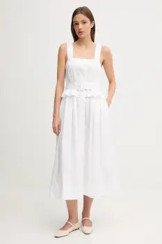 Pedro del Hierro rochie din bumbac culoarea alb, midi, evazati, 3819832 imagine