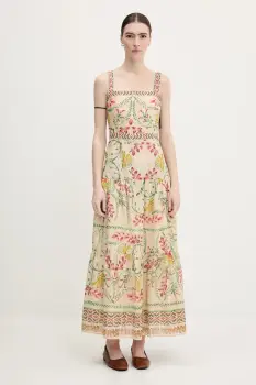 Pedro del Hierro rochie din bumbac culoarea bej, maxi, drept imagine