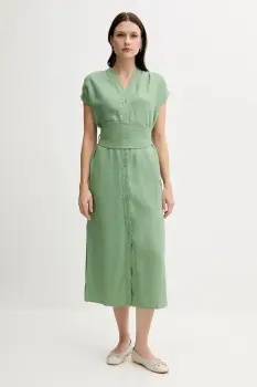 Pedro del Hierro rochie din in culoarea verde, midi, drept, 3819821 imagine