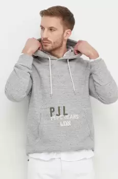 Pepe Jeans bluza barbati, culoarea gri, cu gluga, cu imprimeu imagine