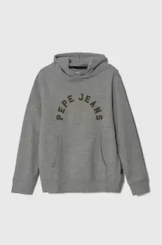Pepe Jeans bluza copii culoarea gri, cu gluga, cu imprimeu imagine