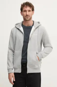 Pepe Jeans bluza DAMIAN ZIP barbati, culoarea gri, cu gluga, neted, PM582752 imagine