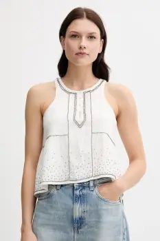 Pepe Jeans bluza din bumbac culoarea bej, cu imprimeu, PL305102 imagine